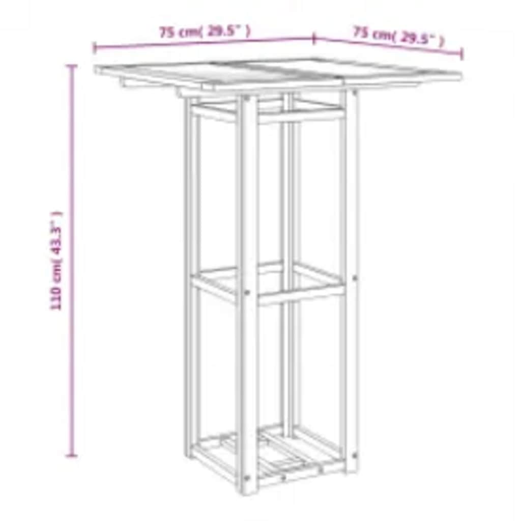 Bistrotafel 75x75x110 cm massief acaciahout is nu te koop bij PeponiXL, paradijselijk wonen!