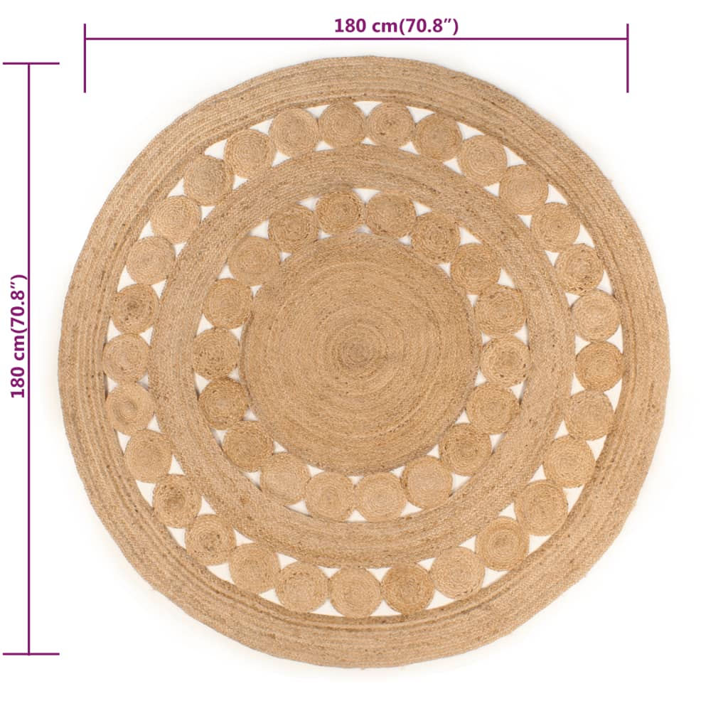 Tapijt met ontwerp rond 180 cm gevlochten jute is nu te koop bij PeponiXL, paradijselijk wonen!