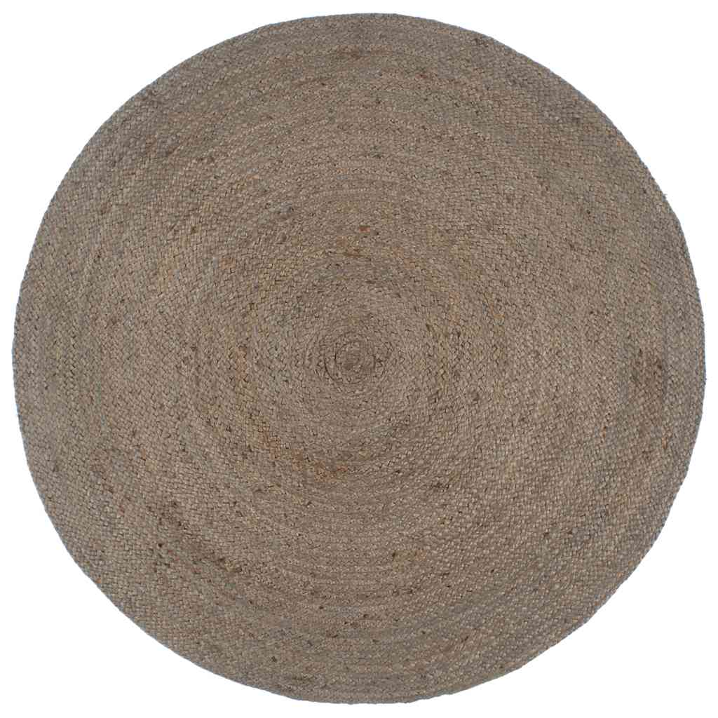 Vloerkleed handgemaakt rond 240 cm jute grijs is nu te koop bij PeponiXL, paradijselijk wonen!