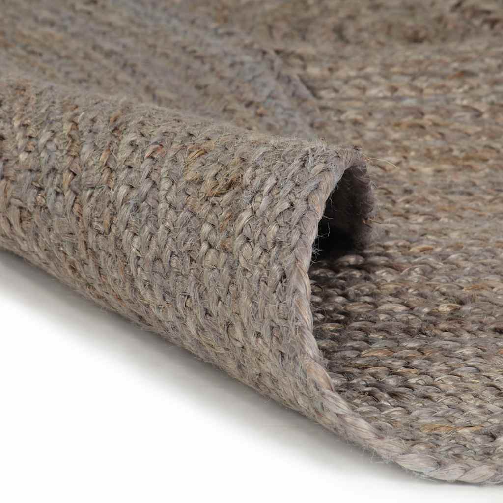 Vloerkleed handgemaakt rond 240 cm jute grijs is nu te koop bij PeponiXL, paradijselijk wonen!
