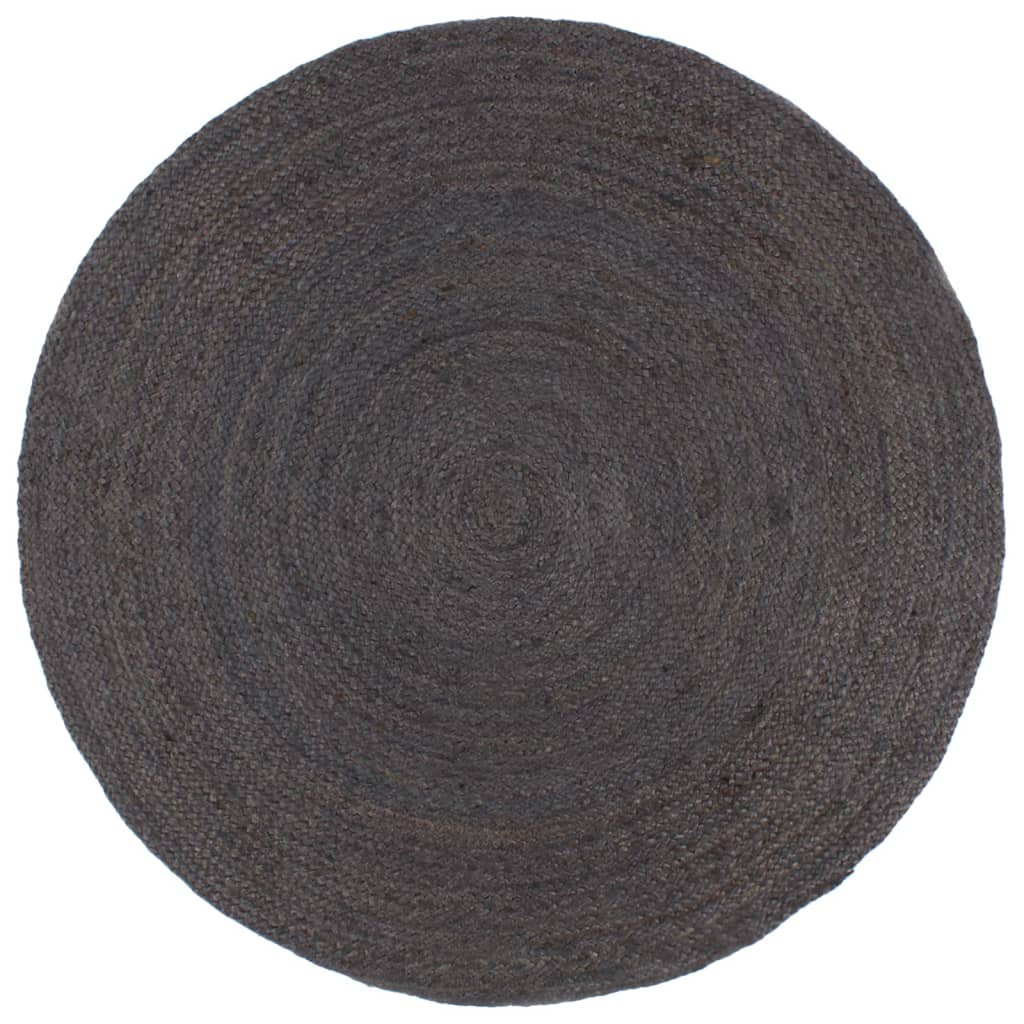 Vloerkleed handgemaakt rond 240 cm jute donkergrijs is nu te koop bij PeponiXL, paradijselijk wonen!