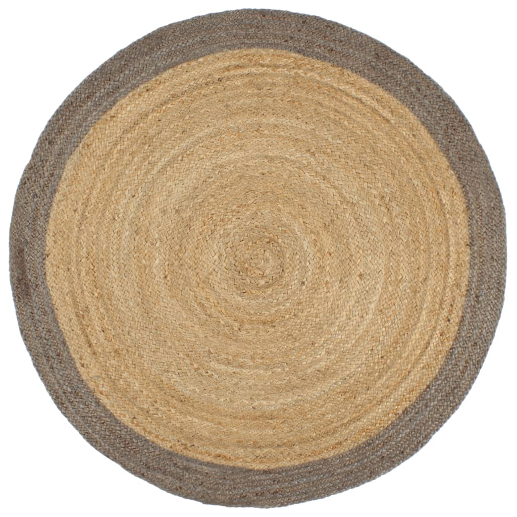 Vloerkleed handgemaakt met grijze rand 180 cm jute is nu te koop bij PeponiXL, paradijselijk wonen!