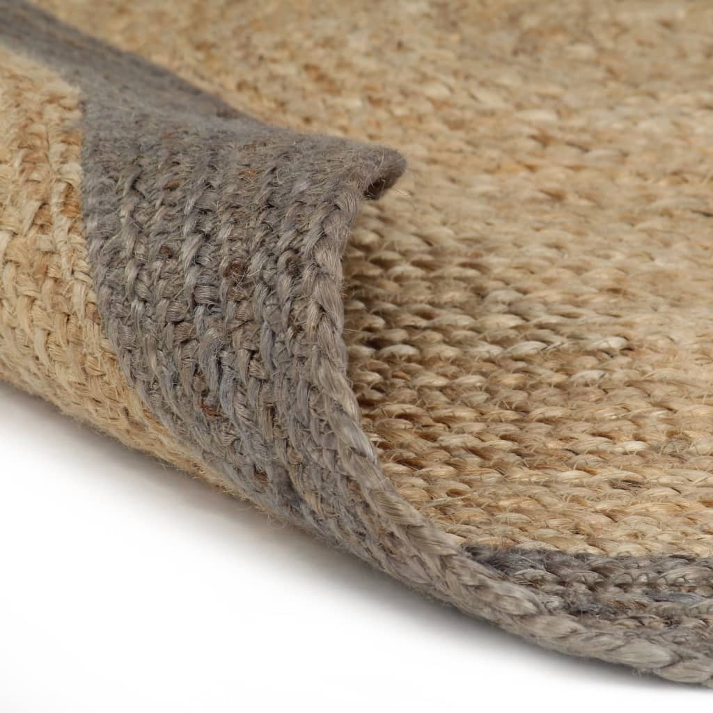 Vloerkleed handgemaakt met grijze rand 180 cm jute is nu te koop bij PeponiXL, paradijselijk wonen!