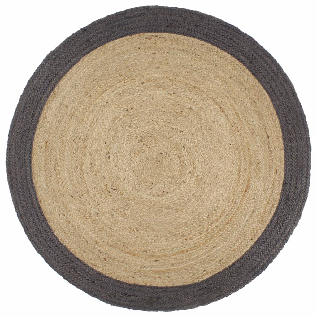 Vloerkleed handgemaakt met donkergrijze rand 240 cm jute is nu te koop bij PeponiXL, paradijselijk wonen!