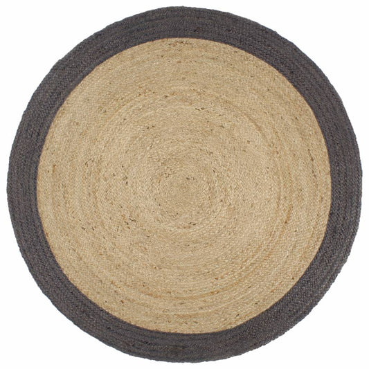 Vloerkleed handgemaakt met donkergrijze rand 240 cm jute is nu te koop bij PeponiXL, paradijselijk wonen!