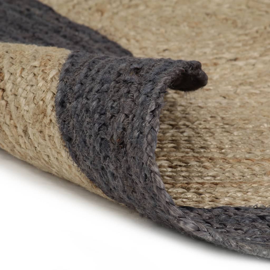Vloerkleed handgemaakt met donkergrijze rand 240 cm jute is nu te koop bij PeponiXL, paradijselijk wonen!