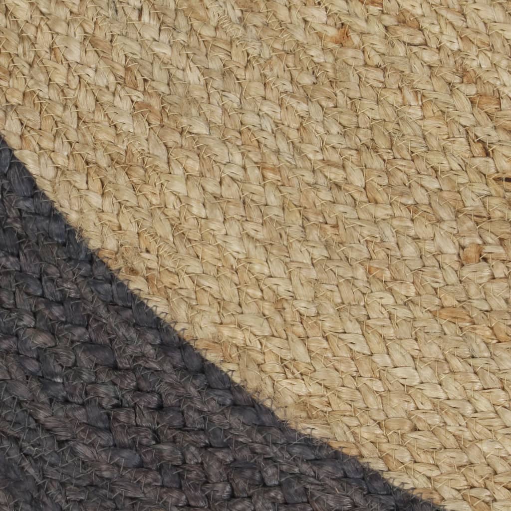 Vloerkleed handgemaakt met donkergrijze rand 240 cm jute is nu te koop bij PeponiXL, paradijselijk wonen!