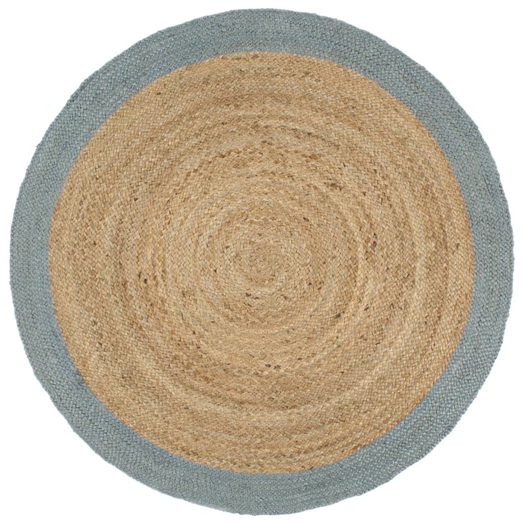 Vloerkleed handgemaakt met olijfgroene rand 210 cm jute is nu te koop bij PeponiXL, paradijselijk wonen!