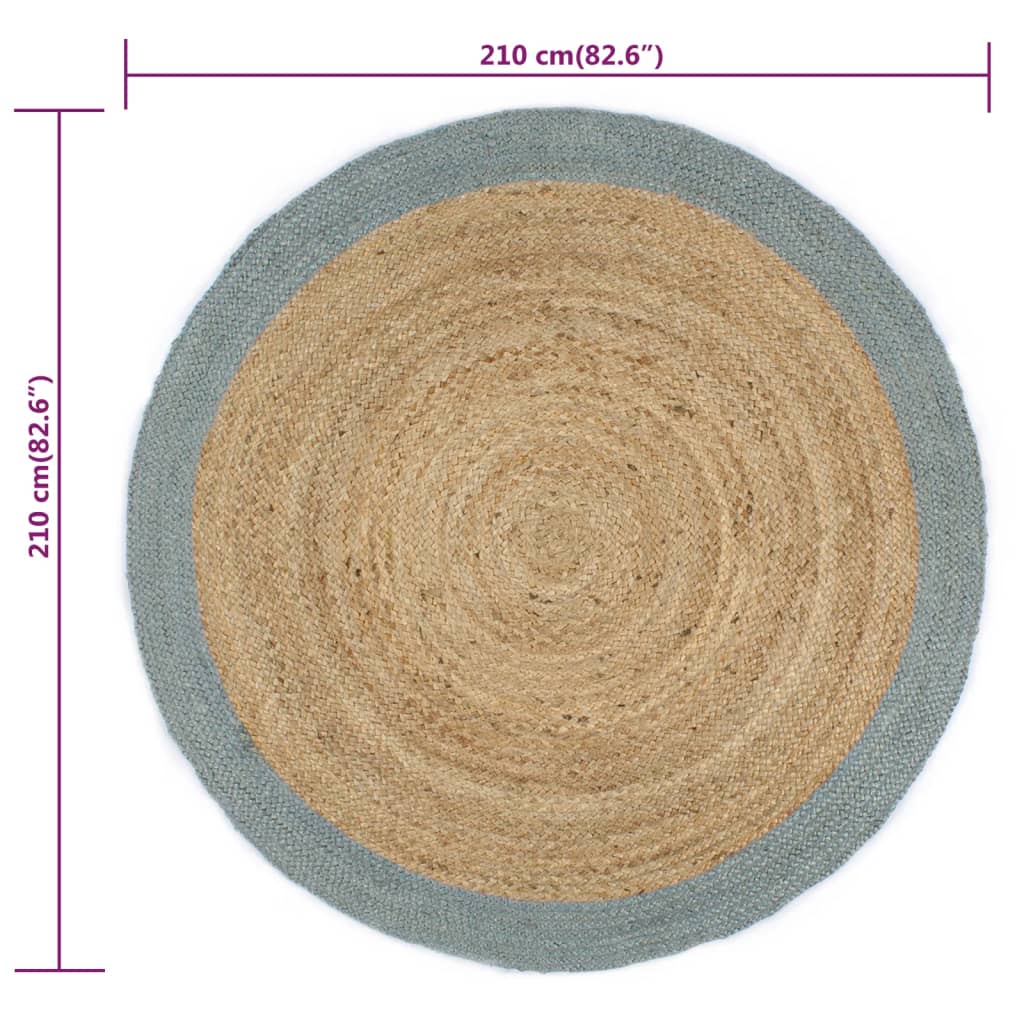 Vloerkleed handgemaakt met olijfgroene rand 210 cm jute is nu te koop bij PeponiXL, paradijselijk wonen!