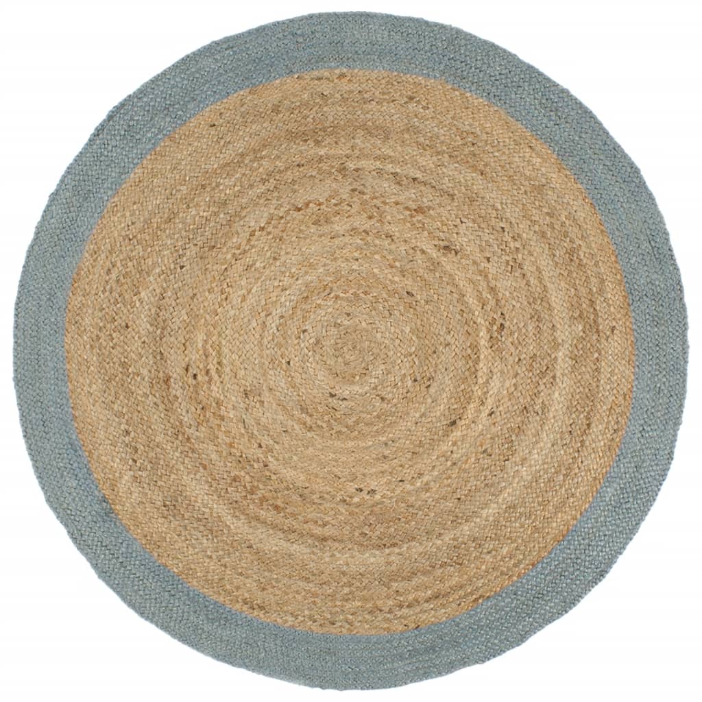 Vloerkleed handgemaakt met olijfgroene rand 240 cm jute is nu te koop bij PeponiXL, paradijselijk wonen!