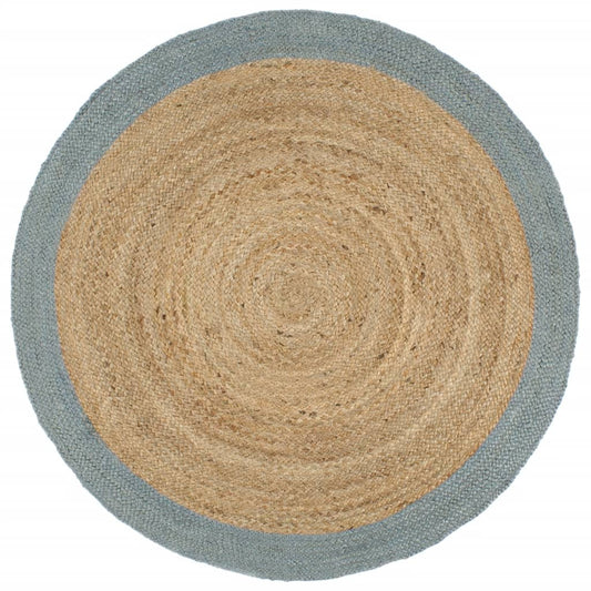 Vloerkleed handgemaakt met olijfgroene rand 240 cm jute is nu te koop bij PeponiXL, paradijselijk wonen!