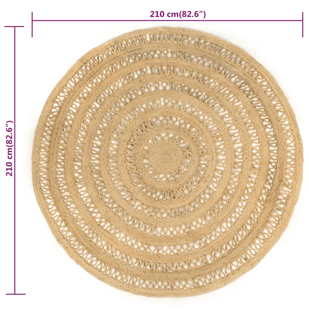 Vloerkleed handgemaakt 210 cm gevlochten jute is nu te koop bij PeponiXL, paradijselijk wonen!