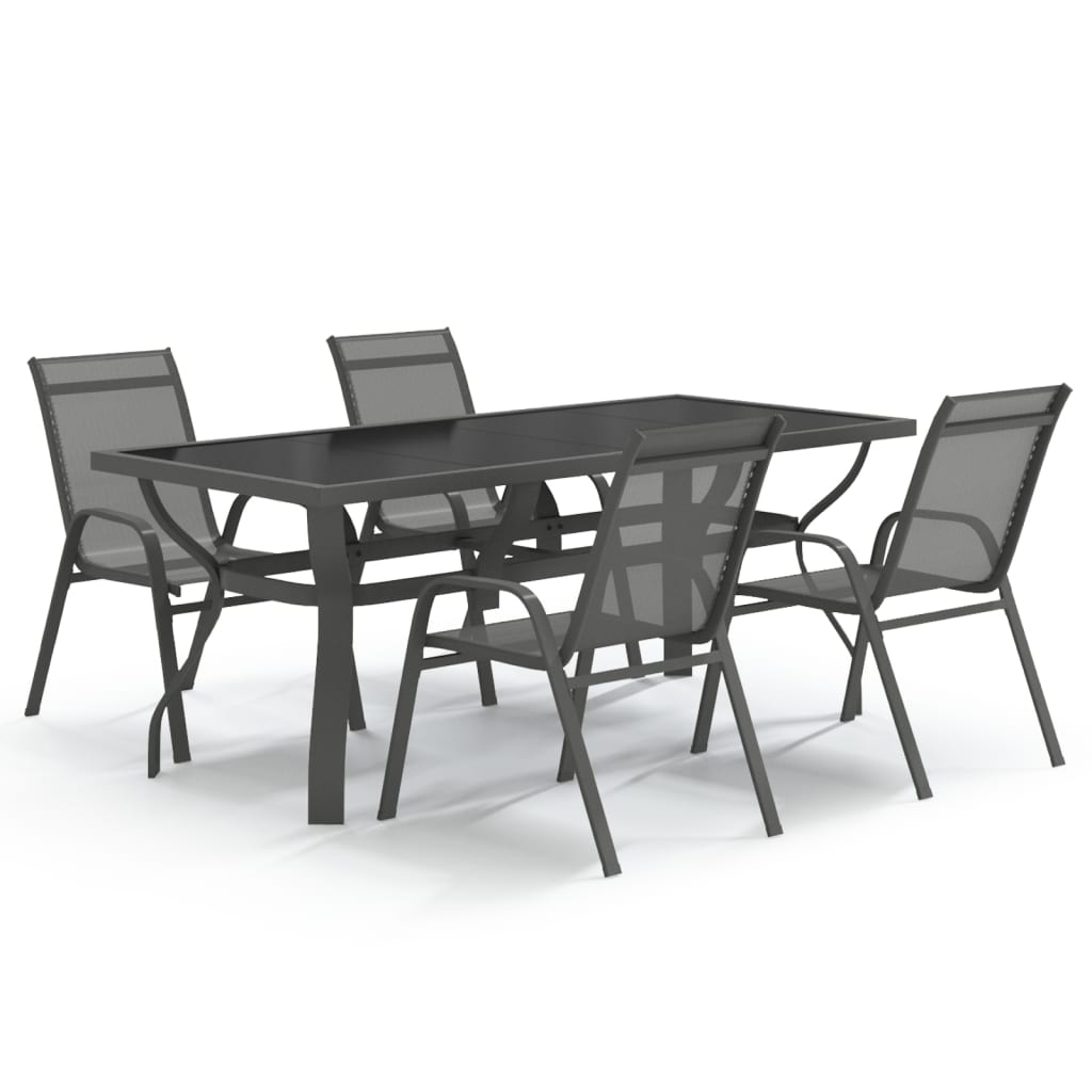 5-delige Tuinset grijs en zwart is nu te koop bij PeponiXL, paradijselijk wonen!
