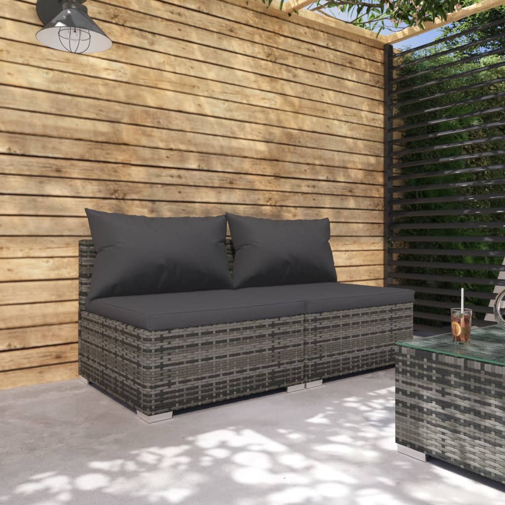 2-delige Loungeset met kussens poly rattan grijs is nu te koop bij PeponiXL, paradijselijk wonen!