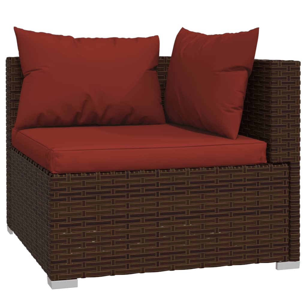 4-delige Loungeset met kussens poly rattan bruin is nu te koop bij PeponiXL, paradijselijk wonen!