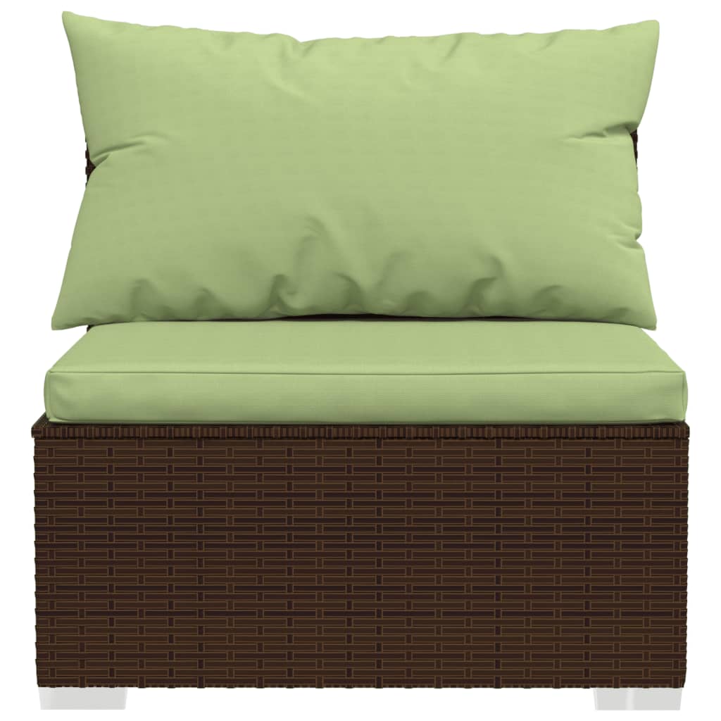 4-delige Loungeset met kussens poly rattan bruin