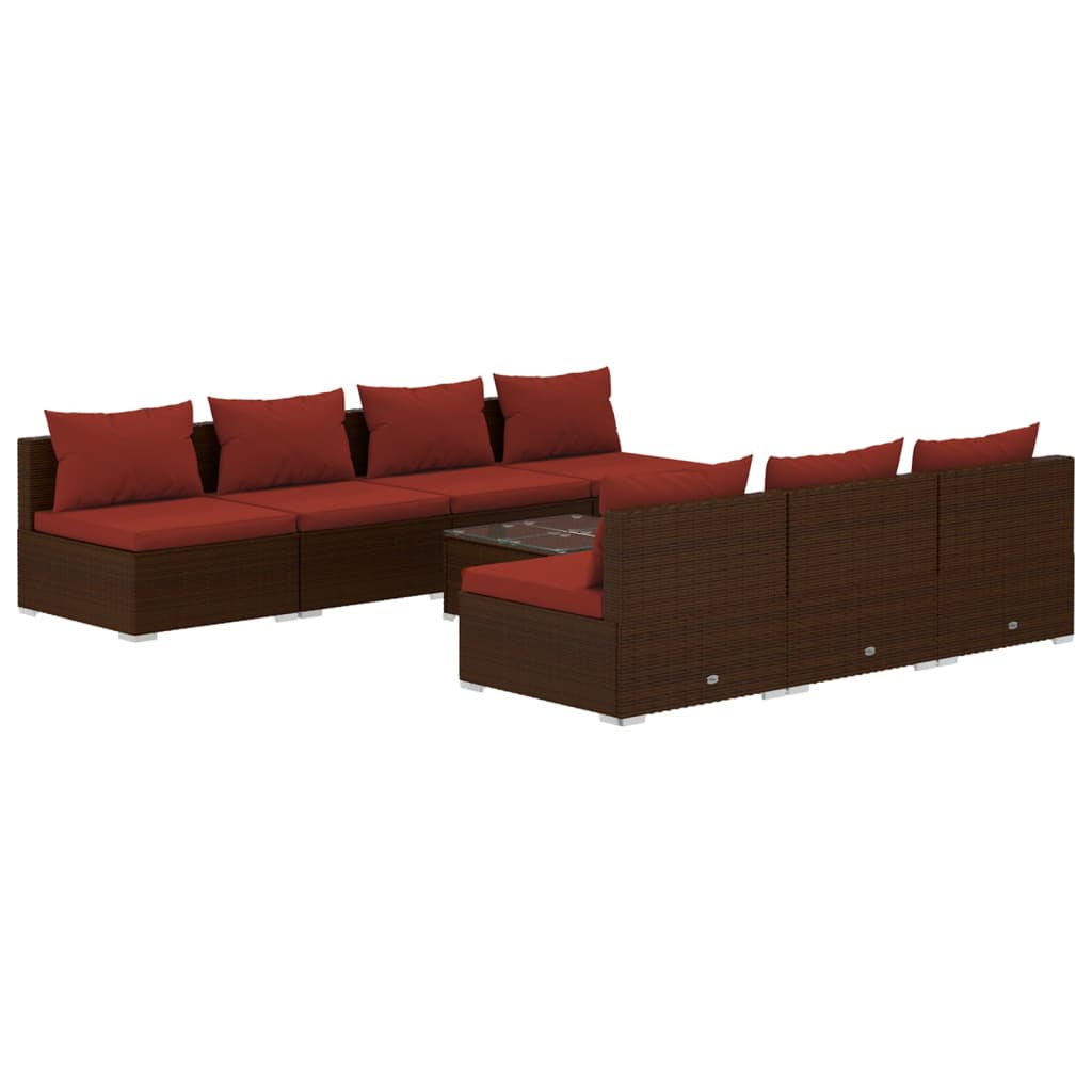 8-delige Loungeset met kussens poly rattan bruin is nu te koop bij PeponiXL, paradijselijk wonen!