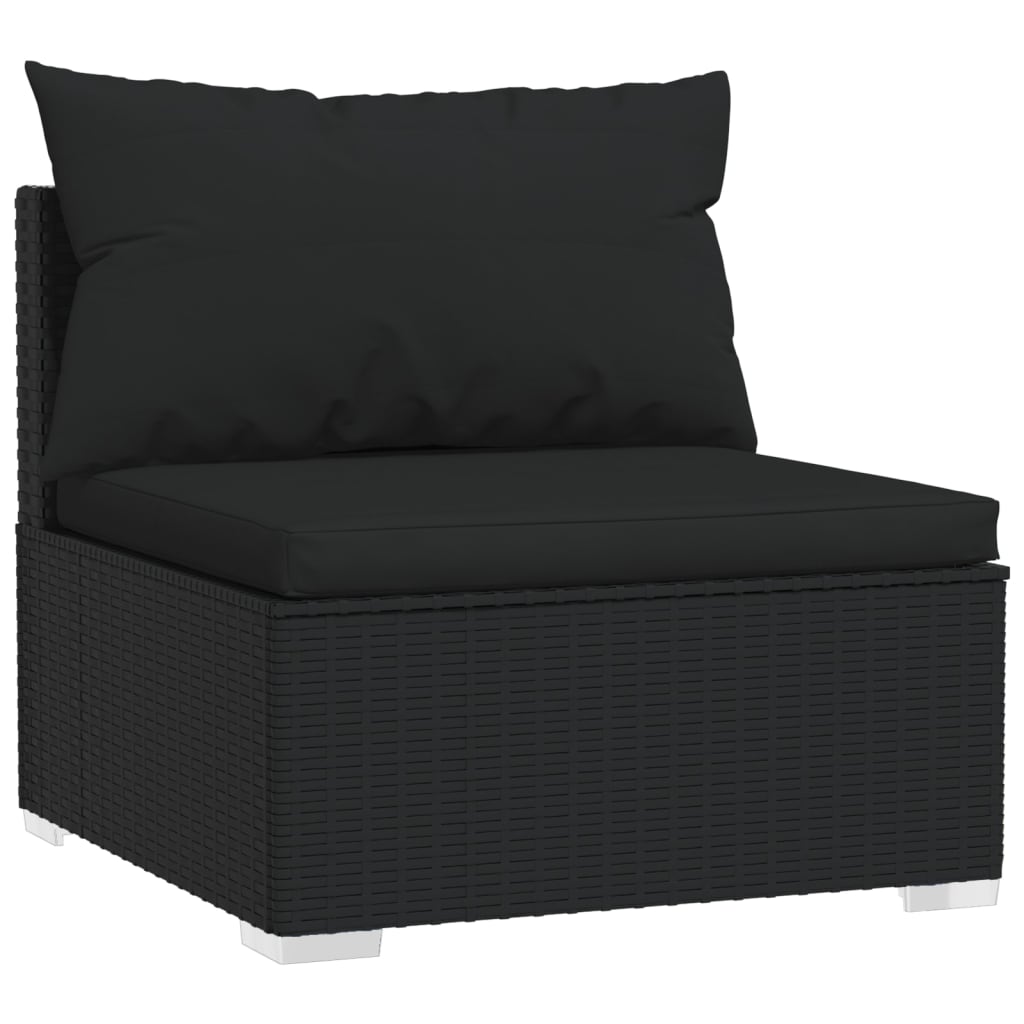 4-delige Loungeset met kussens poly rattan zwart is nu te koop bij PeponiXL, paradijselijk wonen!