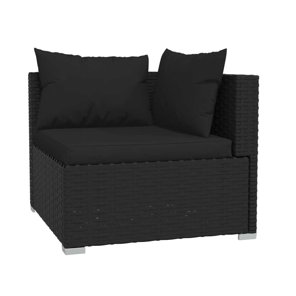 4-delige Loungeset met kussens poly rattan zwart is nu te koop bij PeponiXL, paradijselijk wonen!