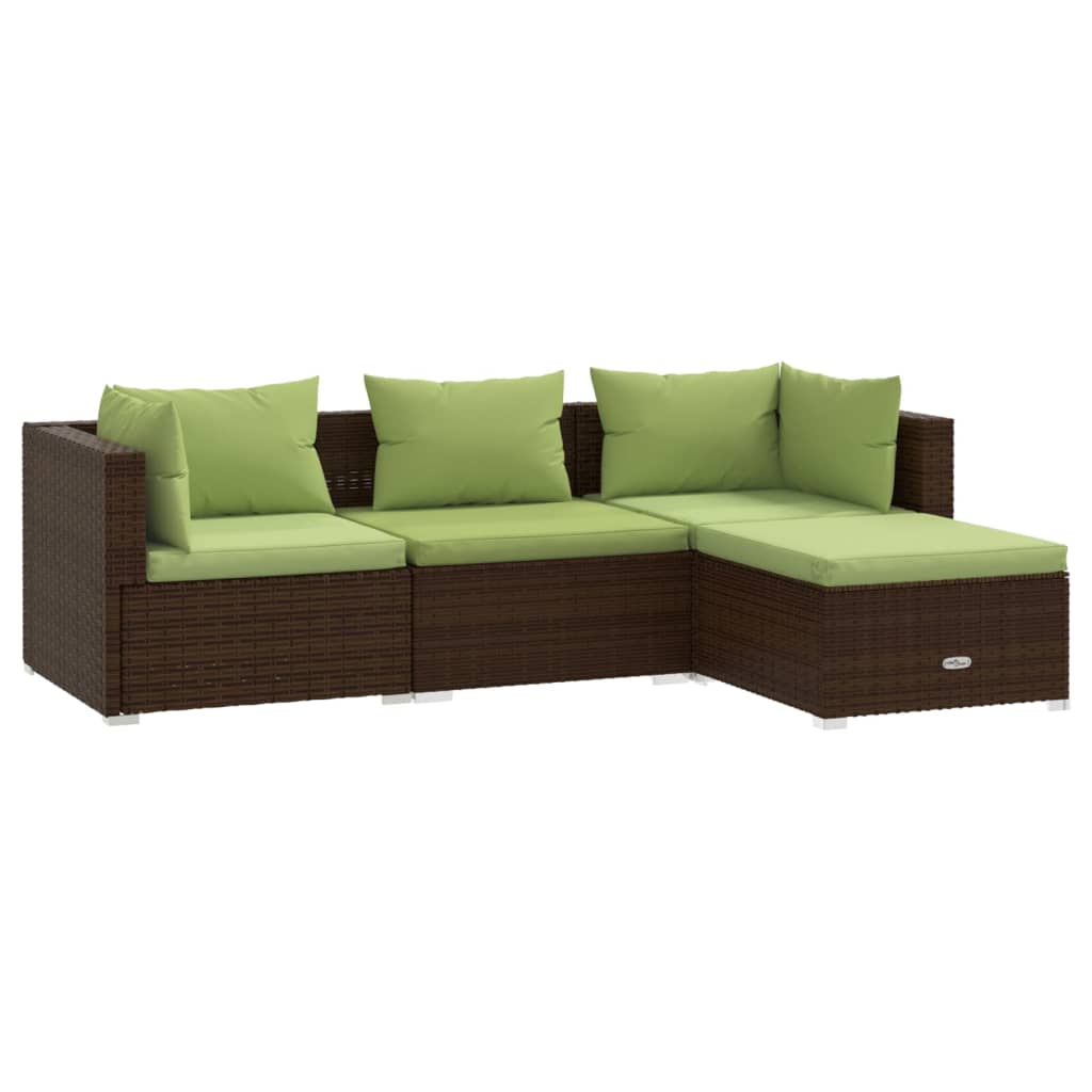 4-delige Loungeset met kussens poly rattan bruin is nu te koop bij PeponiXL, paradijselijk wonen!