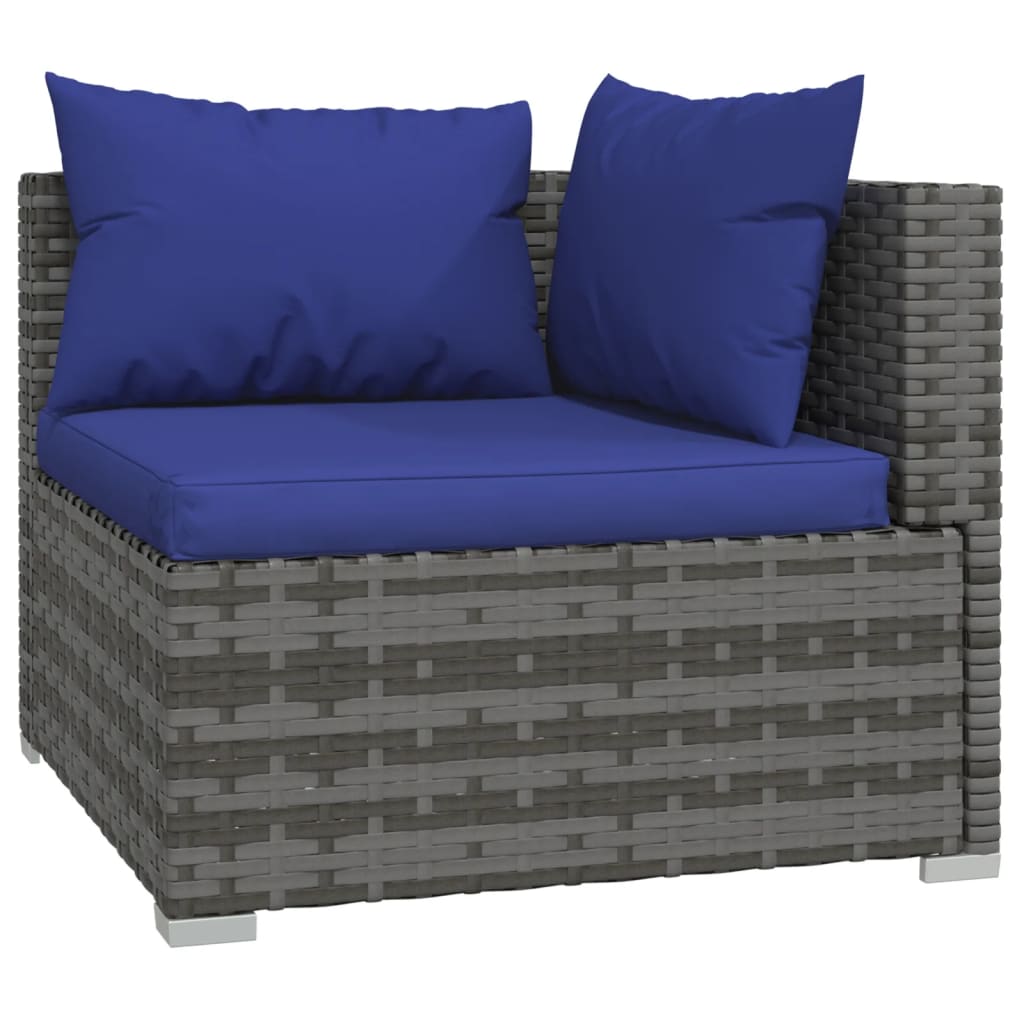 4-delige Loungeset met kussens poly rattan grijs is nu te koop bij PeponiXL, paradijselijk wonen!