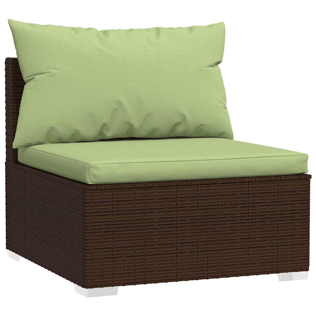 5-delige Loungeset met kussens poly rattan bruin
