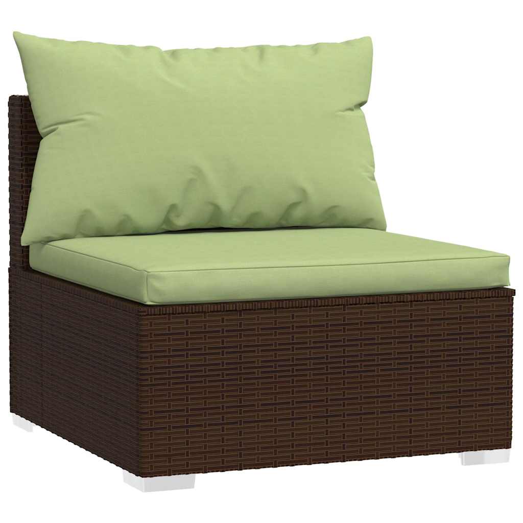 4-delige Loungeset met kussens poly rattan bruin