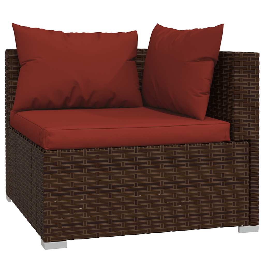 5-delige Loungeset met kussens poly rattan bruin is nu te koop bij PeponiXL, paradijselijk wonen!