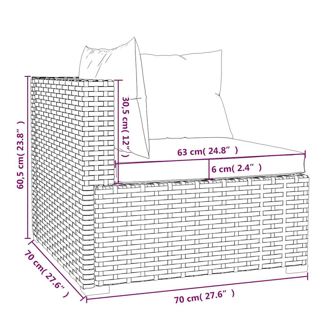 5-delige Loungeset met kussens poly rattan bruin is nu te koop bij PeponiXL, paradijselijk wonen!