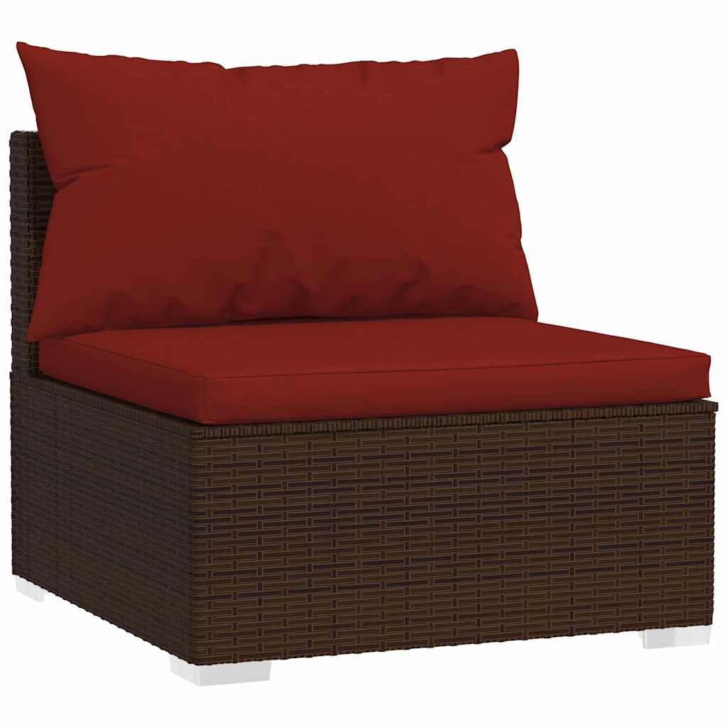 5-delige Loungeset met kussens poly rattan bruin is nu te koop bij PeponiXL, paradijselijk wonen!