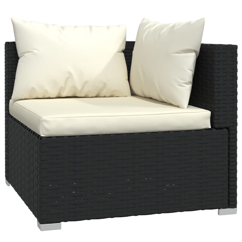7-delige Loungeset met kussens poly rattan zwart is nu te koop bij PeponiXL, paradijselijk wonen!