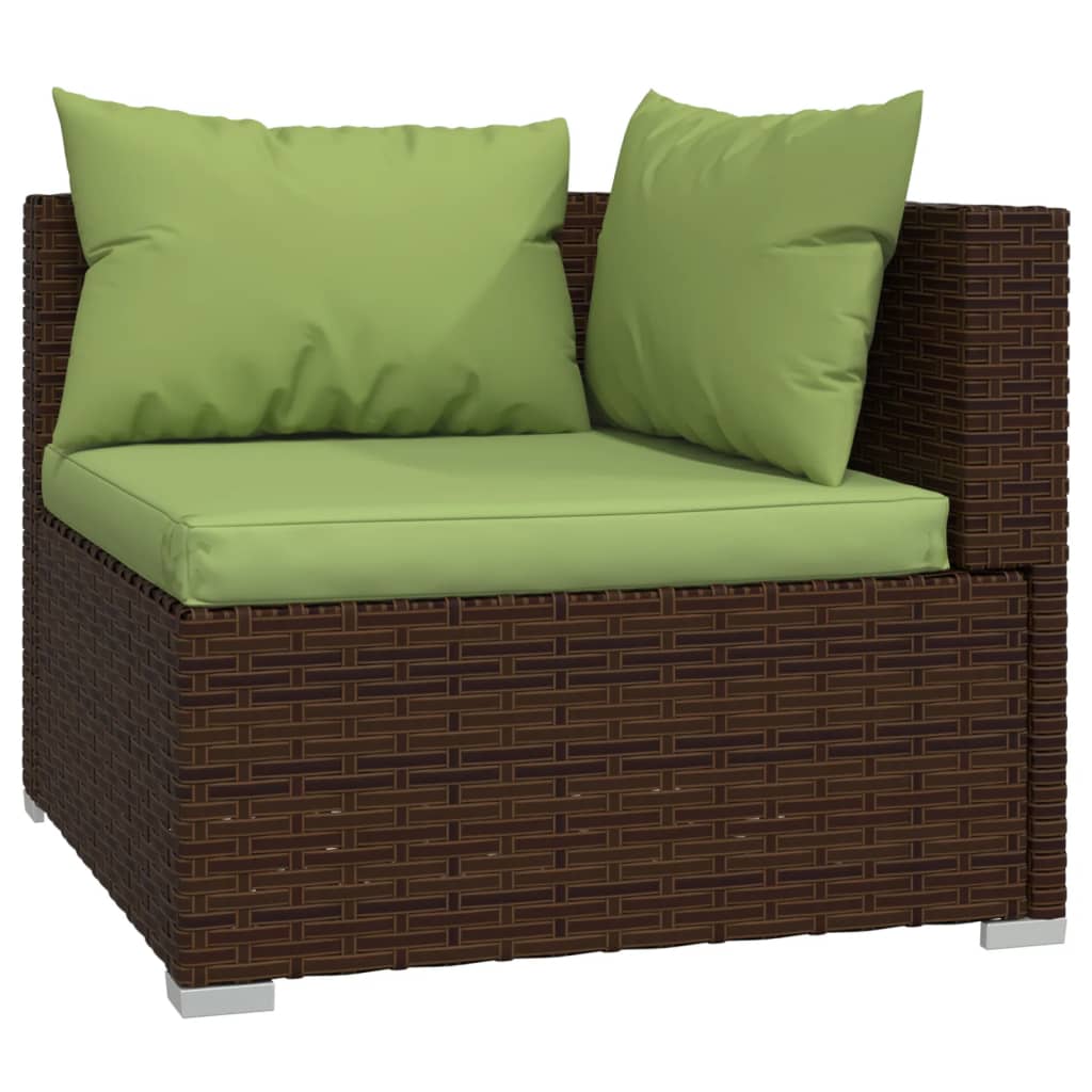 7-delige Loungeset met kussens poly rattan bruin is nu te koop bij PeponiXL, paradijselijk wonen!