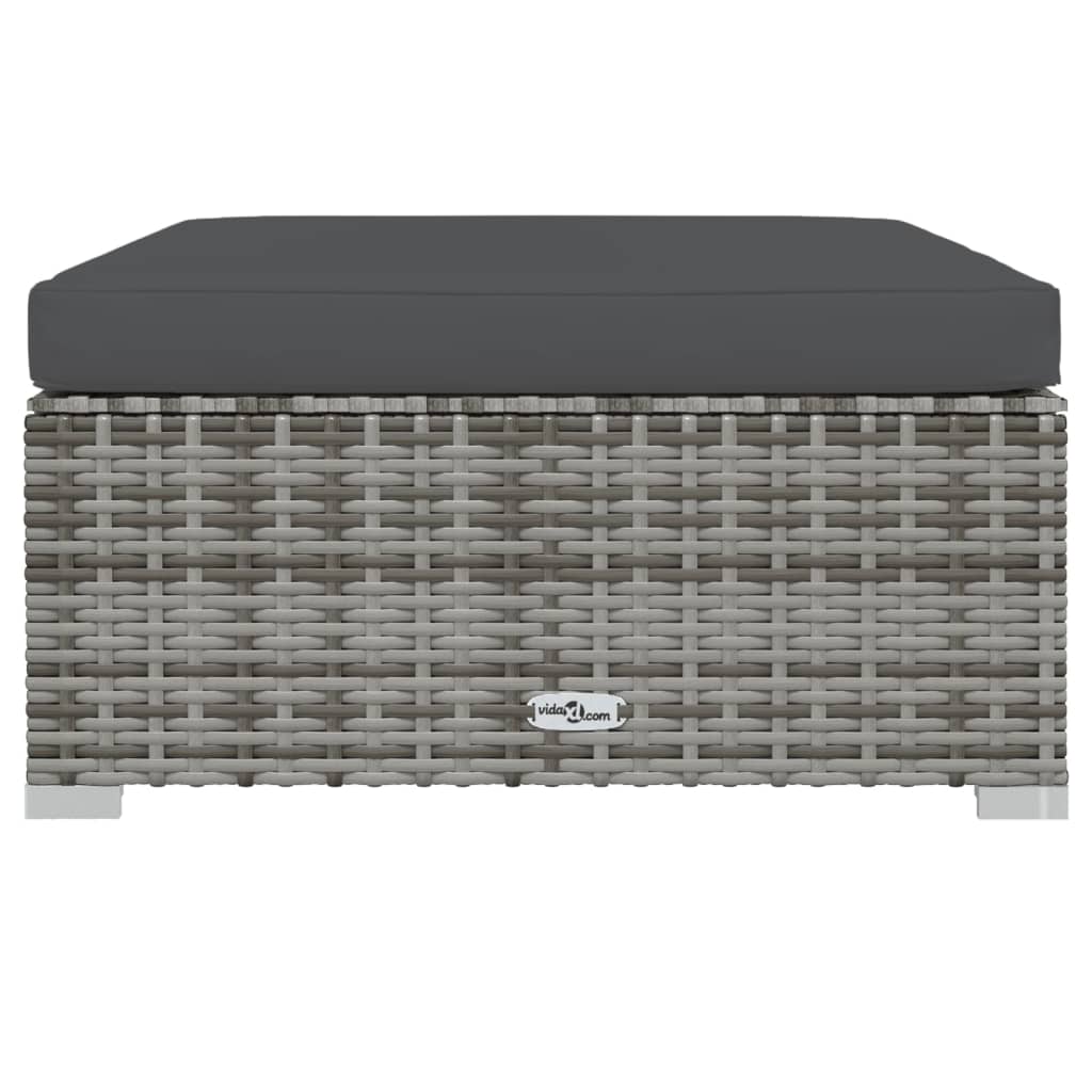 7-delige Loungeset met kussens poly rattan grijs