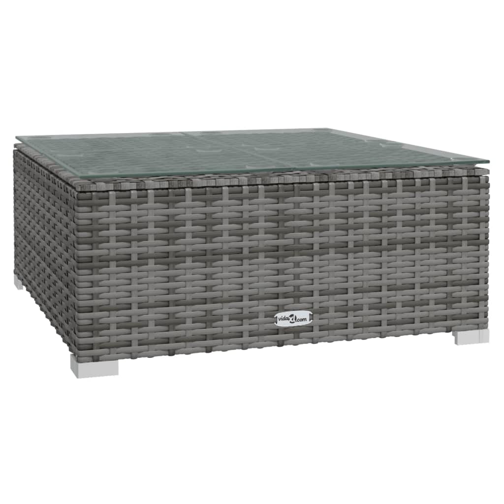 7-delige Loungeset met kussens poly rattan grijs
