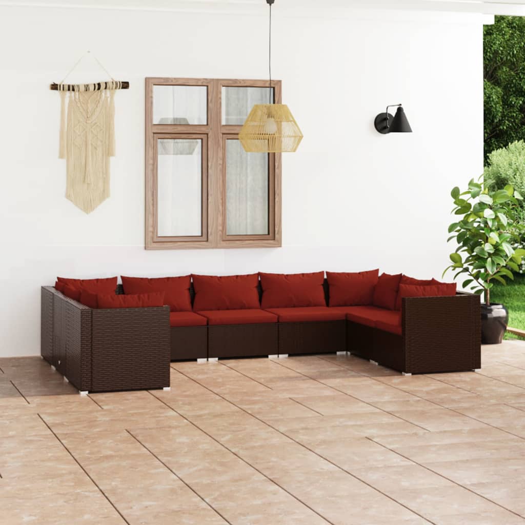 9-delige Loungeset met kussens poly rattan bruin is nu te koop bij PeponiXL, paradijselijk wonen!
