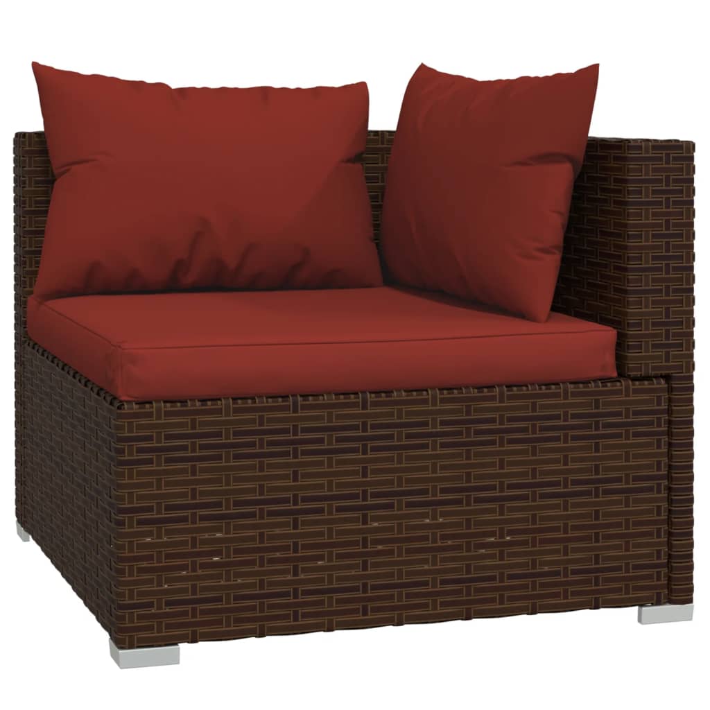 9-delige Loungeset met kussens poly rattan bruin is nu te koop bij PeponiXL, paradijselijk wonen!
