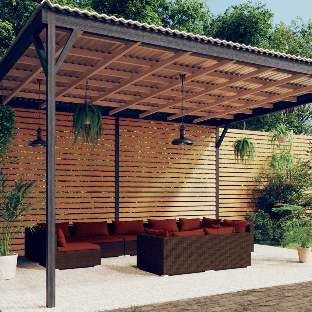 9-delige Loungeset met kussens poly rattan bruin is nu te koop bij PeponiXL, paradijselijk wonen!