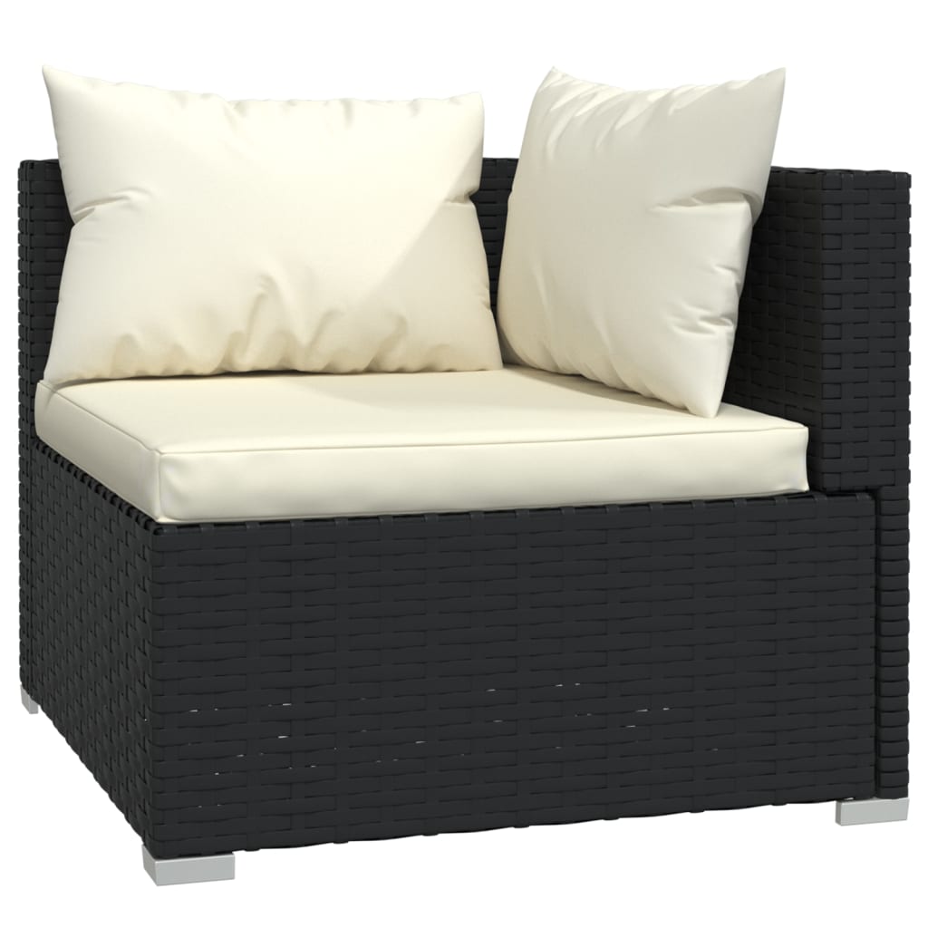 10-delige Loungeset met kussens poly rattan zwart is nu te koop bij PeponiXL, paradijselijk wonen!