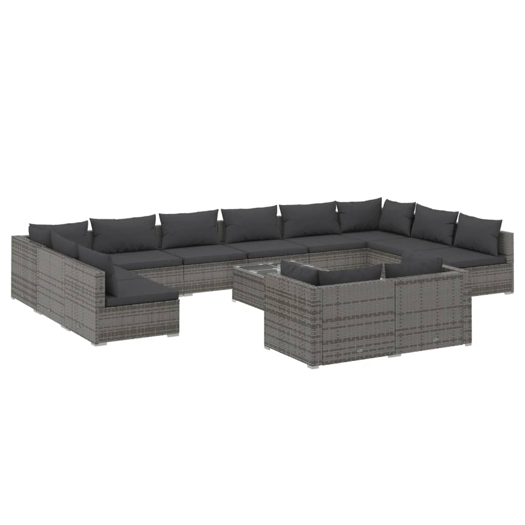 13-delige Loungeset met kussens poly rattan grijs is nu te koop bij PeponiXL, paradijselijk wonen!