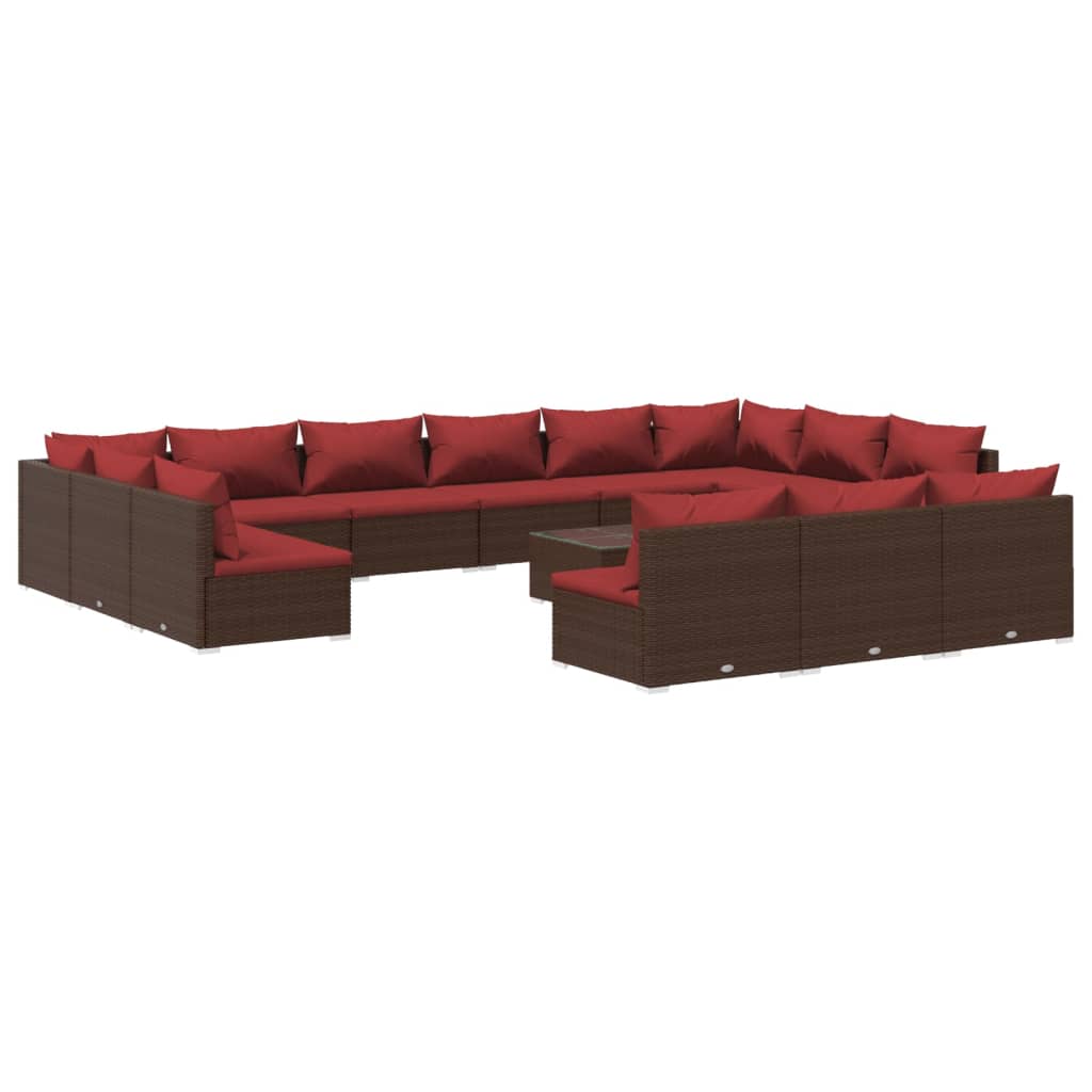 14-delige Loungeset met kussens poly rattan bruin is nu te koop bij PeponiXL, paradijselijk wonen!