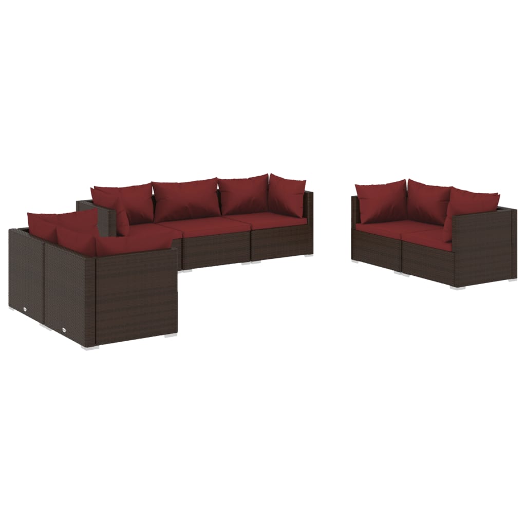 7-delige Loungeset met kussens poly rattan bruin is nu te koop bij PeponiXL, paradijselijk wonen!