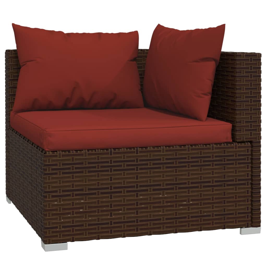 7-delige Loungeset met kussens poly rattan bruin is nu te koop bij PeponiXL, paradijselijk wonen!