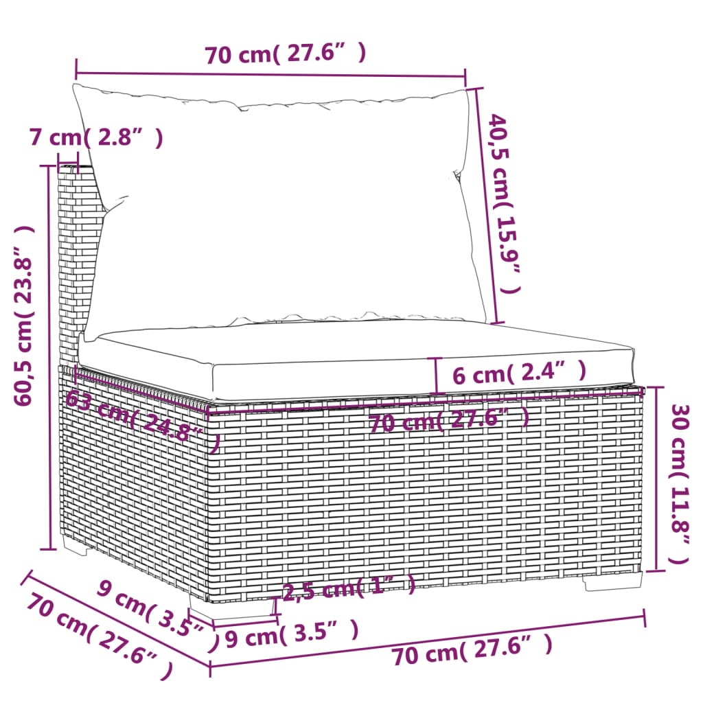 7-delige Loungeset met kussens poly rattan bruin is nu te koop bij PeponiXL, paradijselijk wonen!