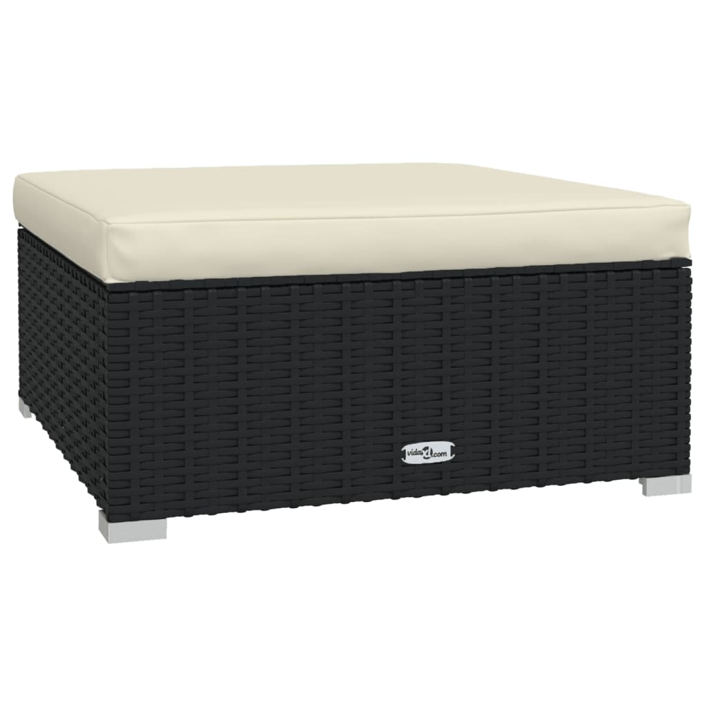 9-delige Loungeset met kussens poly rattan zwart