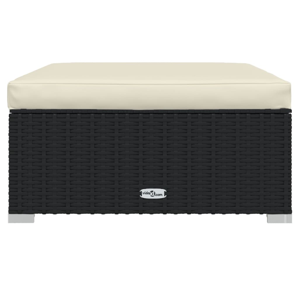 11-delige Loungeset met kussens poly rattan zwart