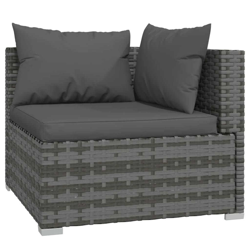 10-delige Loungeset met kussens poly rattan grijs is nu te koop bij PeponiXL, paradijselijk wonen!