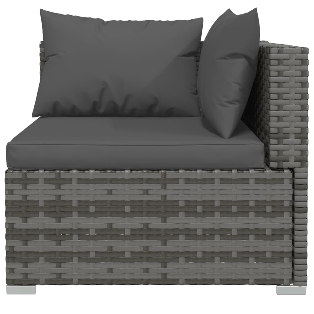 10-delige Loungeset met kussens poly rattan grijs is nu te koop bij PeponiXL, paradijselijk wonen!