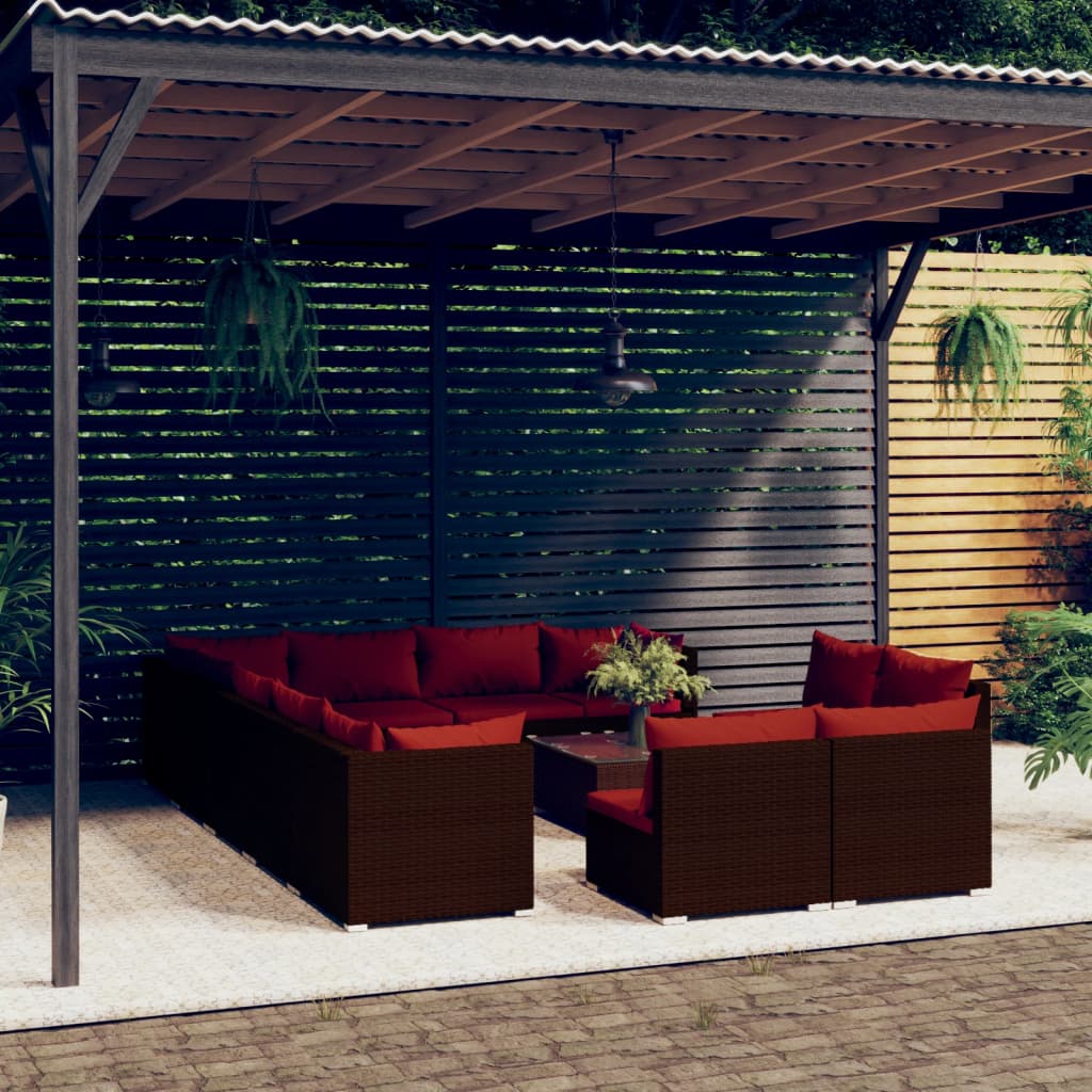13-delige Loungeset met kussens poly rattan bruin is nu te koop bij PeponiXL, paradijselijk wonen!