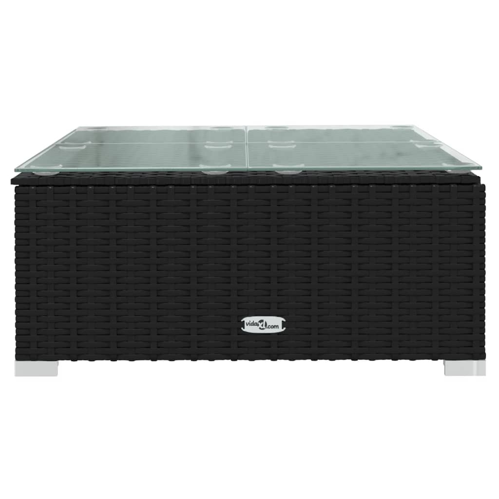 13-delige Loungeset met kussens poly rattan zwart