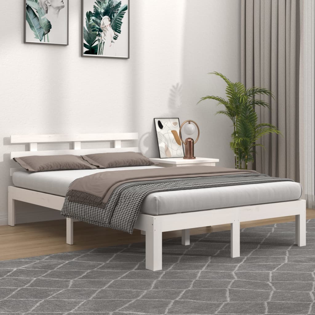 Bedframe massief hout wit 135x190 cm is nu te koop bij PeponiXL, paradijselijk wonen!